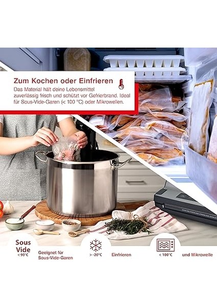 Vakumlama Torbası 50 Adet – 20 x 30 cm – Derin Soğutma/vakumlu Pişirme – Yeniden Kullanılabilir fırsatları