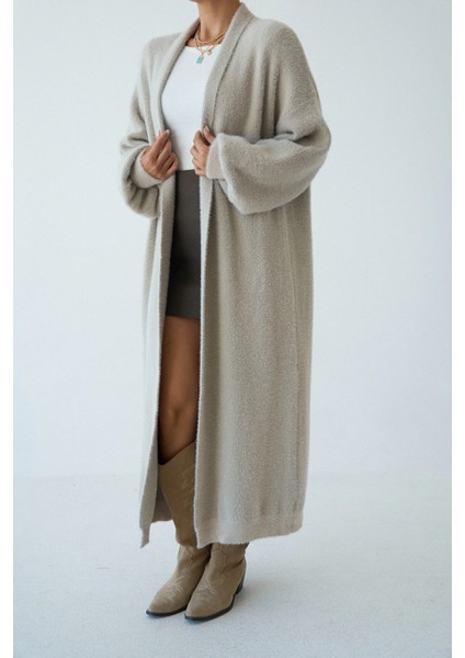 Kadın Şal Yaka Dokulu Balon Kol Uzun Salaş Hırka fiyatları