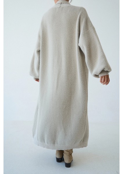 Kadın Şal Yaka Dokulu Balon Kol Uzun Salaş Hırka modelleri