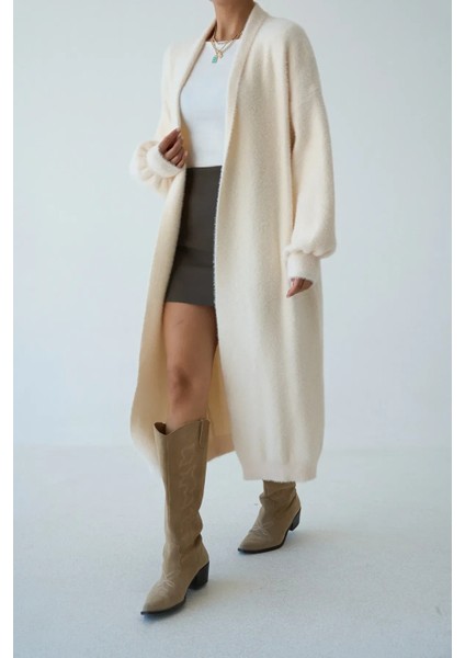 Kadın Şal Yaka Dokulu Balon Kol Uzun Salaş Hırka fiyatları