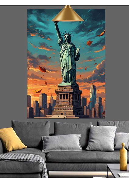 Özgürlük Heykeli Amerika Birleşik Devletleri New York Dekoratif Kanvas - Mdf Ahşap Tablo fırsatları