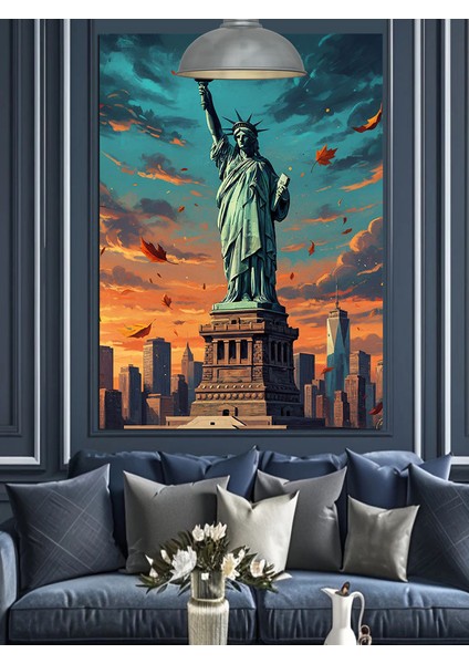 Özgürlük Heykeli Amerika Birleşik Devletleri New York Dekoratif Kanvas - Mdf Ahşap Tablo indirimleri