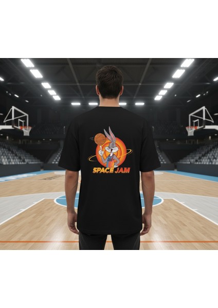 Orbit Dunker Oversize Unisex T-Shirt Siyah %100 Pamuklu Özel Tasarım Baskı