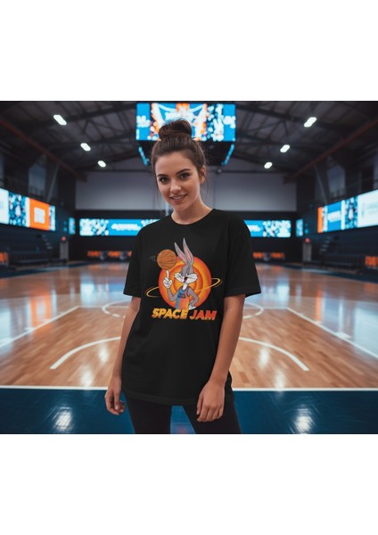 Orbit Dunker Oversize Unisex T-Shirt Siyah %100 Pamuklu Özel Tasarım Baskı