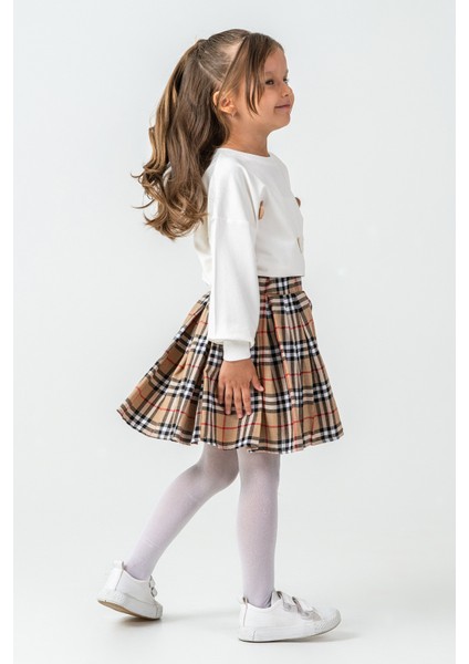 Kareli Etekli Kız Çocuk 3\'lü Takım - 26K 6359