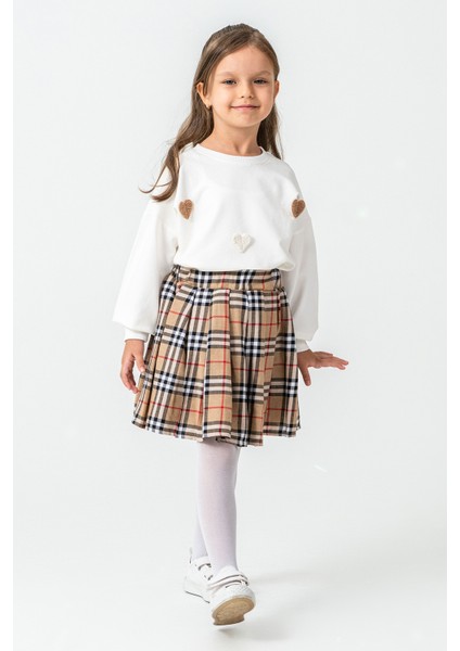 Kareli Etekli Kız Çocuk 3\'lü Takım - 26K 6359 modelleri