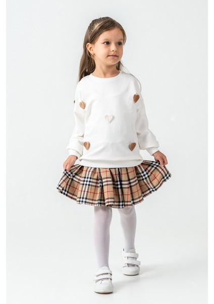 Kareli Etekli Kız Çocuk 3\'lü Takım - 26K 6359