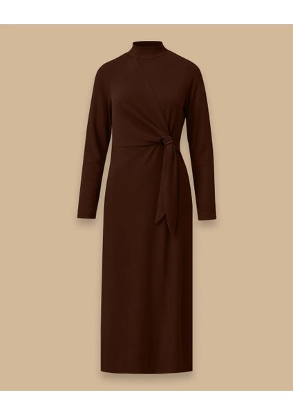 10002521310012 Karından Bağlamalı Soğuk Triko Elbise modelleri