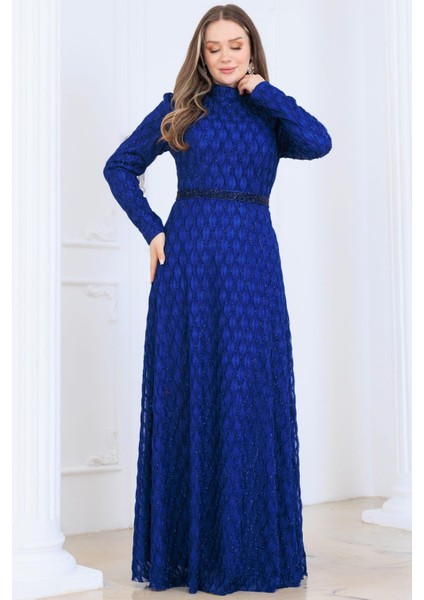 Lina Tesettür Abiye Elbise Indigo fırsatları