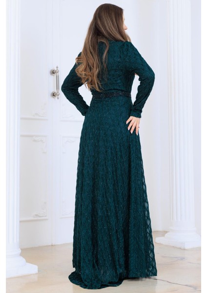 Lina Tesettür Abiye Elbise Zümrüt fırsatları