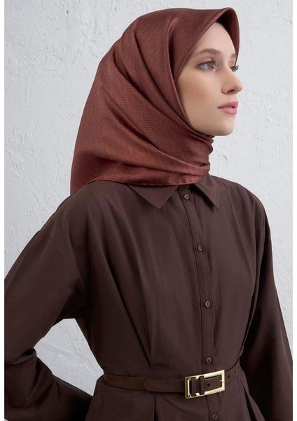 2025 Desenli Saf Ipek Twill Eşarp 9415-09