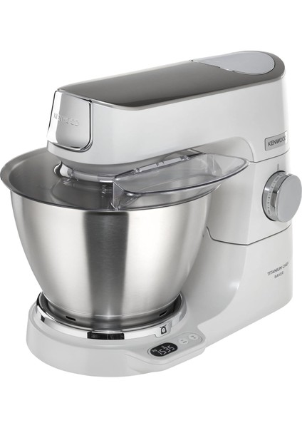 Titanium Chef, Tartılı KVC65.001WH - Mikser, Hamur Yoğurma Makinesi, 1200 Watt Güçlü Motor, 5 Lt Hazne, 3 Hazne Içi Aparat, Sıçrama Önleyici, Değiştirilebilir Renkli Kapak