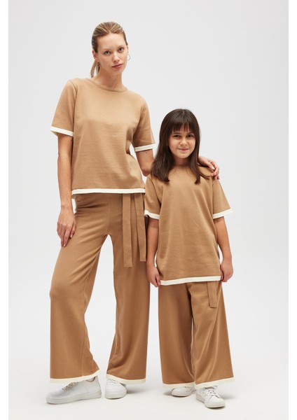 Rumi Kadınbeli Kemerli Triko Pantolon - Camel fiyatları