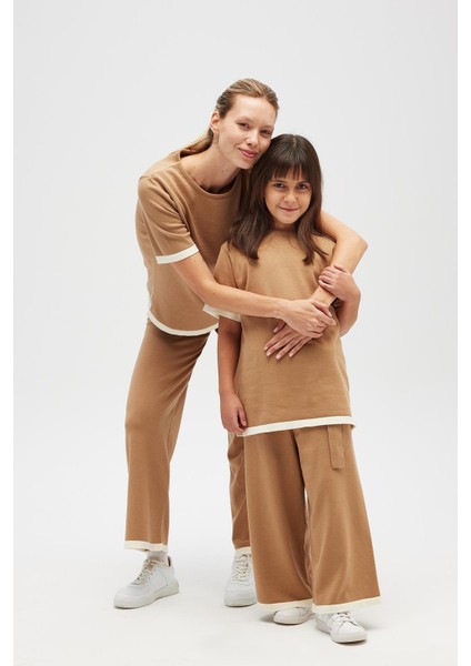 Rumi Kadınbeli Kemerli Triko Pantolon - Camel indirimleri