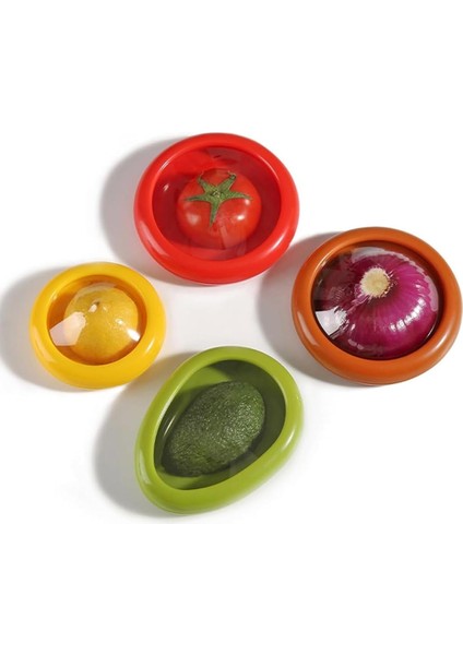 Nabunaga 4 Parça Gıda ve Meyve Saklama Kabı Avokado Koruyucu ve Domates, Limon Saklama Kabı
