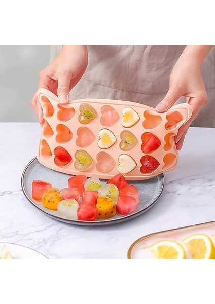 Kalp Çikolata ve Buz Kalıbı - 15 Hazneli, Pratik, Esnek Yapılı ve Çok Yönlü - Kalp Tasarımlı Buz Küpü Kalıbı (Soft Pembe) fırsatları