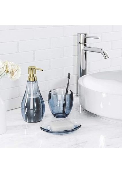 Droplet Akrilik Camdan Sabunluk, Banyo ve Mutfak Için Giderli Oval Sabunluk, Denim Mavisi, Normal indirimleri