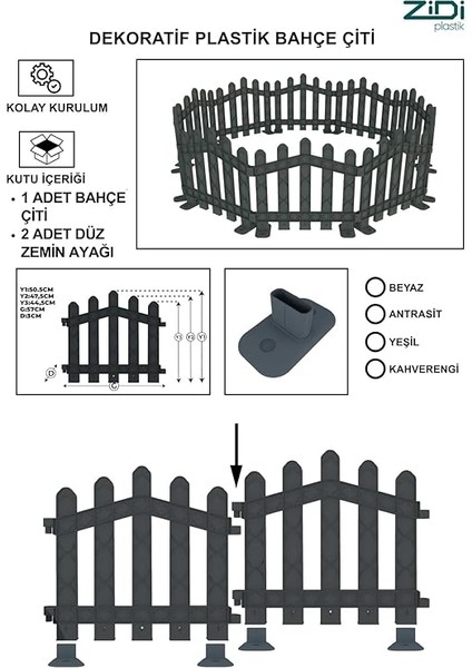 Plastik Alan Oluşturma ve Bahçe Çiti 1 Adet Çit (Y: 50 Cm/g: 55 Cm) Sert Zemin Ayaklı (Beyaz) fırsatları