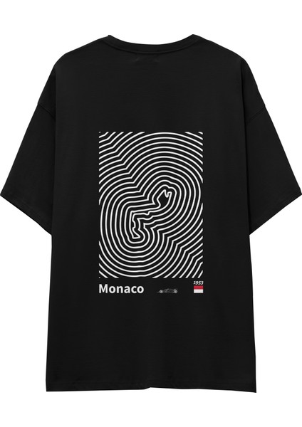 Circuit De Monaco Artwork Oversize Tişört - Siyah