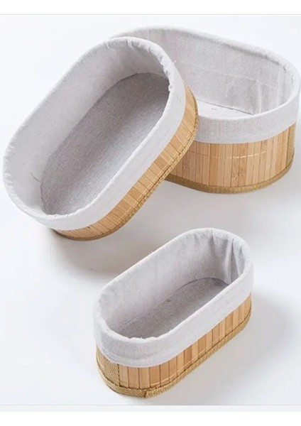 Bambu 3 Lü Sepet Seti Banyo Sepeti Mutfak Sepeti Doğal Astarlı Kozmetik Dolap Içi Çok Amaçlı Düzenleyici fiyatları