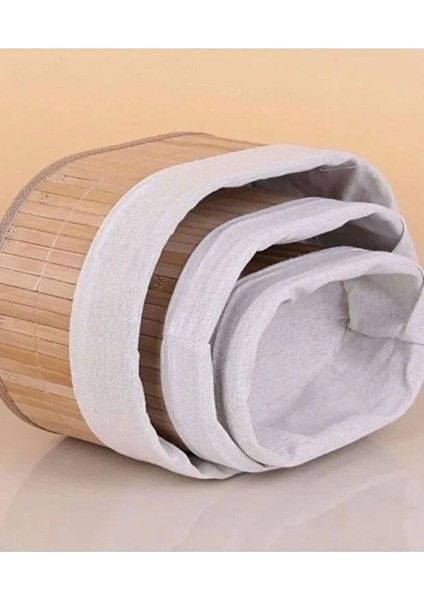 Bambu 3 Lü Sepet Seti Banyo Sepeti Mutfak Sepeti Doğal Astarlı Kozmetik Dolap Içi Çok Amaçlı Düzenleyici indirimleri