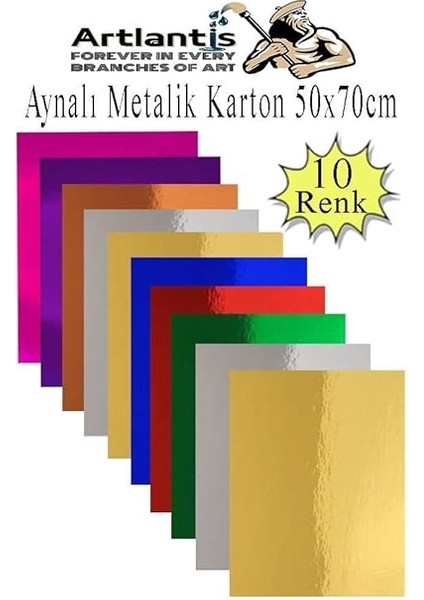 Metalik Aynalı Fon Kartonu 10 Renk 50X70 cm 1 Paket Okul Sınıf Dekoratif Pırıltılı Folyo Kağıt fiyatları