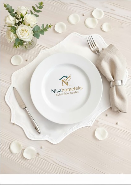 6 Adet Nakışlı Keten Amerikan Servis - Keten Supla