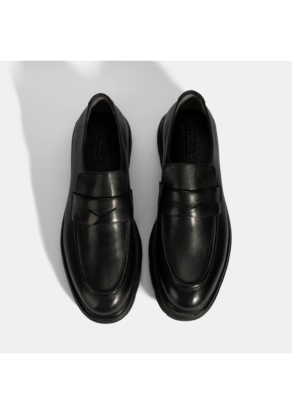 Erkek Siyah Deri Loafer