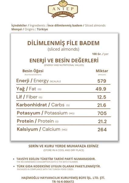 Dilimlenmiş File Badem | 50 Gr. indirimleri