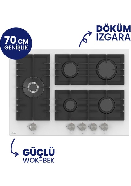 Flowart Turbolu 5 Gözlü Silenart Beyaz Cam Ankastre Set QBL62CB - BL136 - D078SA modelleri