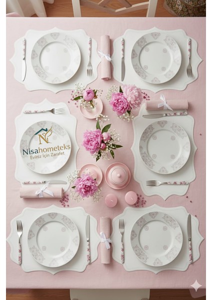 6 Adet Nakışlı Keten Amerikan Servis - Keten Supla fiyatları