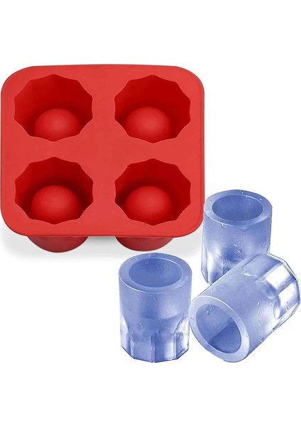 Chef Eysigo Shot Bardak Buz Kalıbı, 4lü, Silikon, Kırmızı, 14611.EYS-BS004