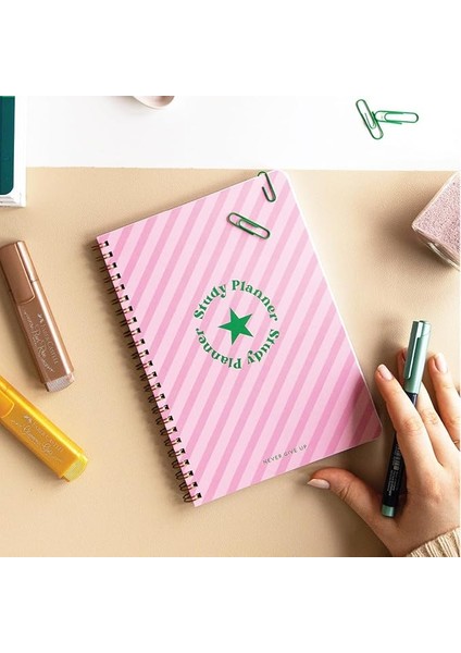 A5 Spiralli Ders Çalışma Planlayıcısı - Study Planner - Sınava Hazırlık Ayt-Tyt-Kpss-Ales-Yds Pembe