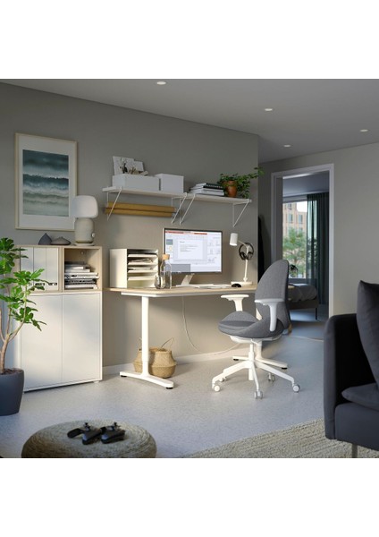 Çalışma sandalyesi, gunnared orta gri-beyaz fırsatları