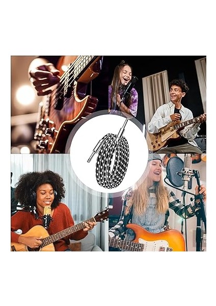 Gitar Kablosu, 3 Metre Bas Amfi Kablosu, Uzun Korumalı Şerit, Düz Konnektörlü Elektro Bas, Klavye Profesyonel Ses Ekipmanları Için fırsatları