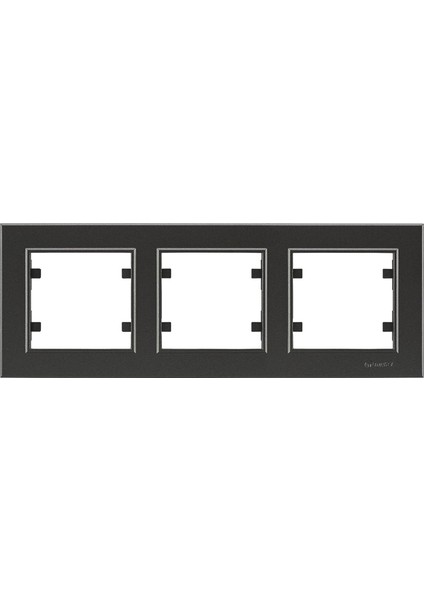 Siyah Üçlü Yatay Çerçeve - Priz ve Anahtar Için Uyumlu Çerçeve