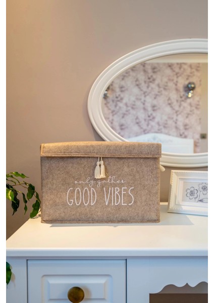 Kapaklı Püskül Detaylı Düzenleyici Çok Amaçlı Organizer Keçe Sepet (Mini) - 03495 fiyatları