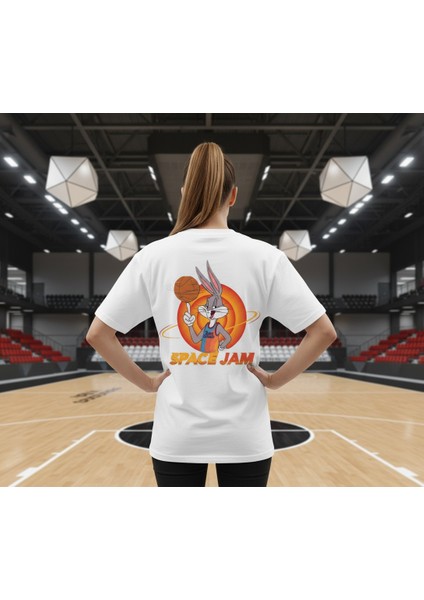 Orbit Dunker Oversize Unisex T-Shirt Beyaz %100 Pamuklu Özel Tasarım Baskı