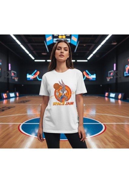 Orbit Dunker Oversize Unisex T-Shirt Beyaz %100 Pamuklu Özel Tasarım Baskı indirimleri