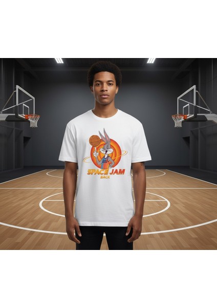 Orbit Dunker Oversize Unisex T-Shirt Beyaz %100 Pamuklu Özel Tasarım Baskı