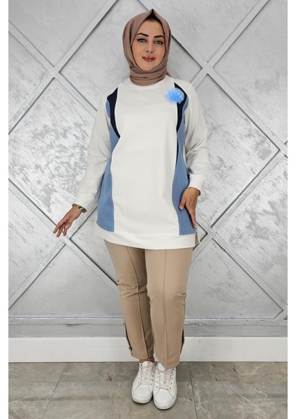 Kadın Kombinli Tül Çiçek Detaylı Tesettür Tunik fiyatları