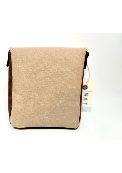 Natderi Hakiki Deri ve Kanvas Omuz Çantası | 20X21 cm | Ayarlanabilir Askılı, Ön Cepli Unisex Günlük Çanta indirimleri