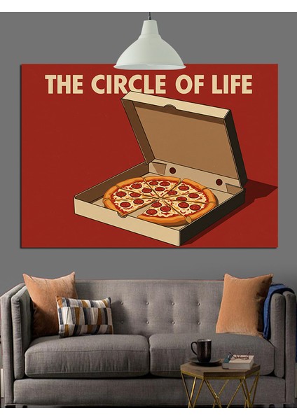 Pizza Kutusunda Lezzet Dekoratif Kanvas - Mdf Ahşap Tablo
