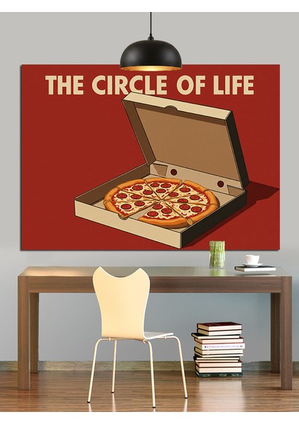 Pizza Kutusunda Lezzet Dekoratif Kanvas - Mdf Ahşap Tablo fiyatları