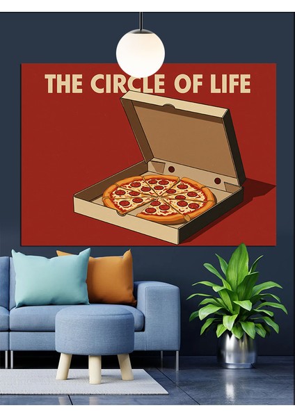 Pizza Kutusunda Lezzet Dekoratif Kanvas - Mdf Ahşap Tablo modelleri