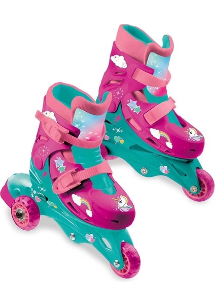 Unicorn Desenli Inline 3 Tekerlekli Paten