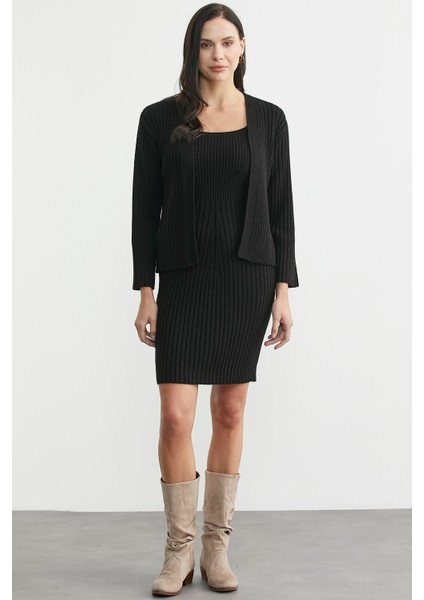 Ikili Elbise Hırka Triko Takım - Siyah fiyatları