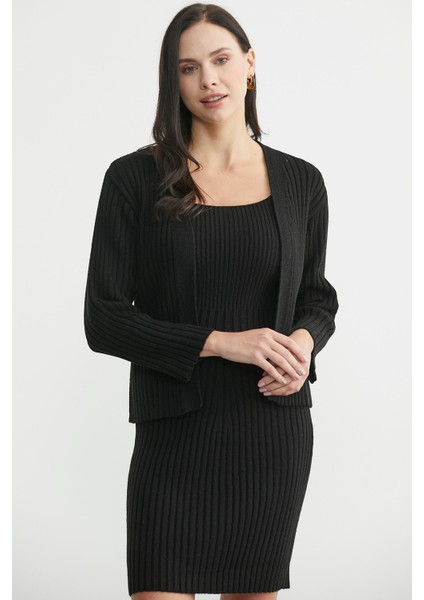 Ikili Elbise Hırka Triko Takım - Siyah fırsatları