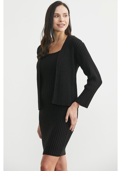 Ikili Elbise Hırka Triko Takım - Siyah indirimleri