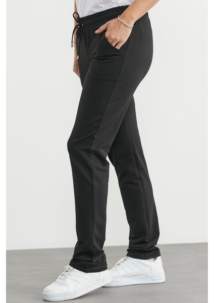 Taş Detaylı Cepli Eşofman Altı - Siyah modelleri